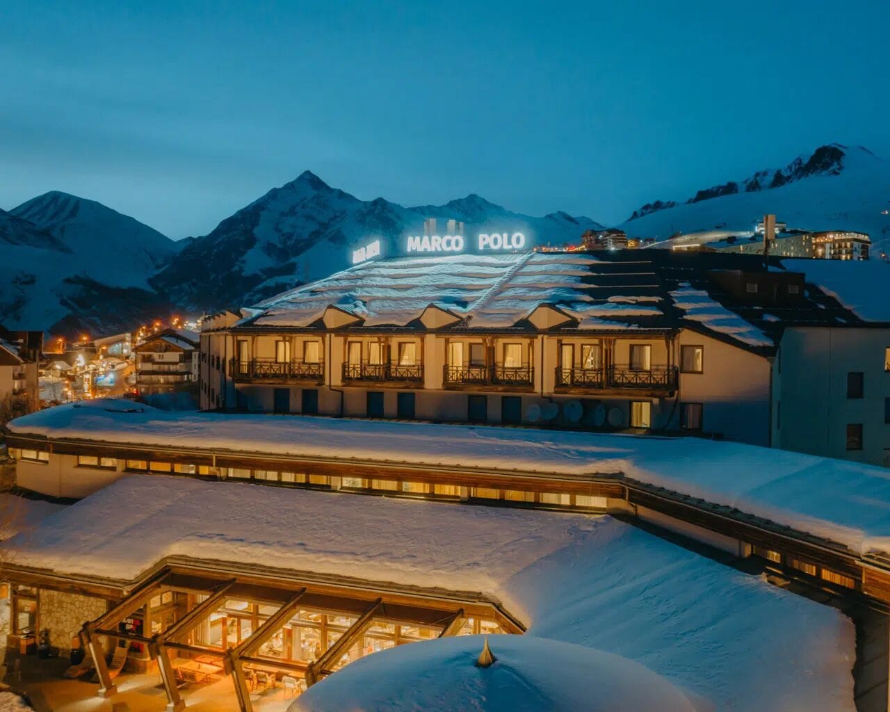 Slopeside hotel in winter