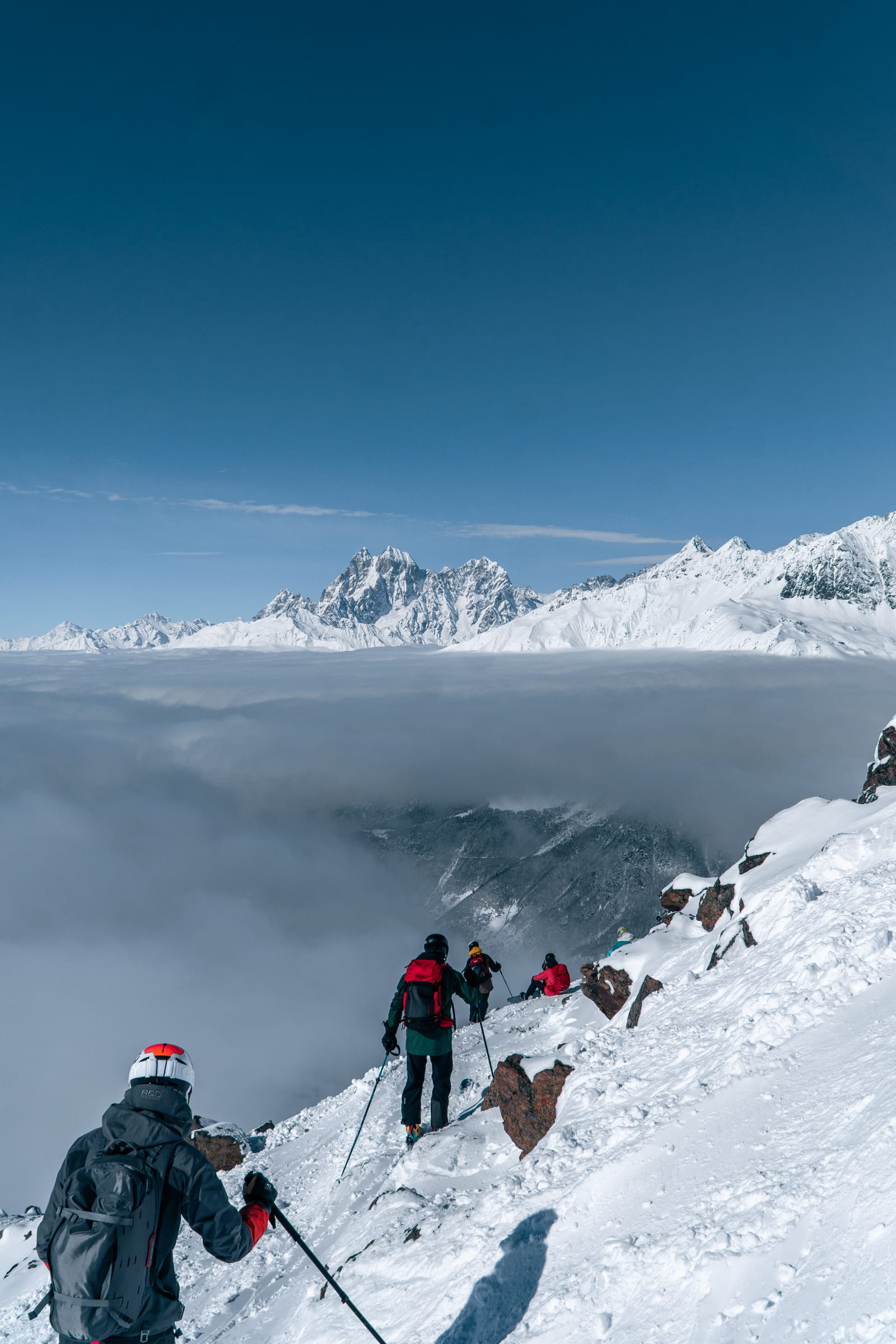 Riders in the snowy mountains of Svaneti